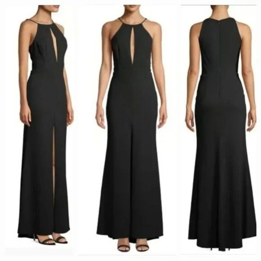 Jay Godfrey Bertoia Black Gown with Front Slit – Size 14